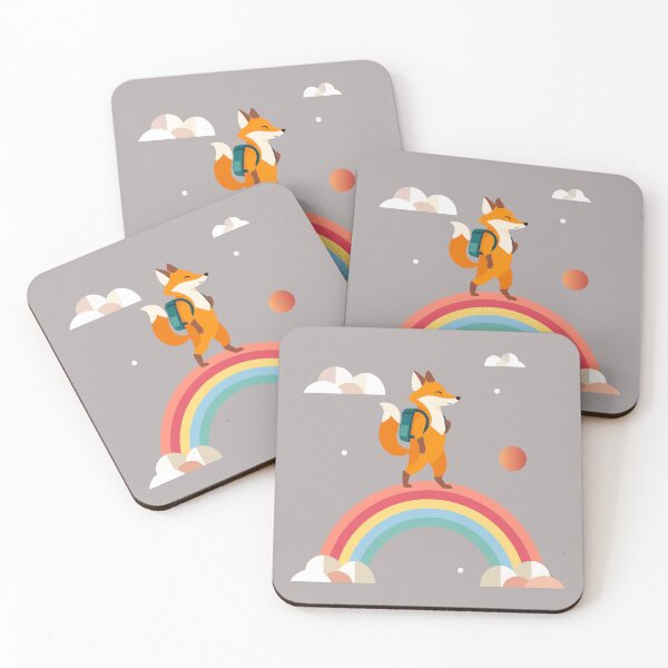 Item preview, Happy fox with backpack on rainbow – adventurous children's design designed and sold by Kisho.