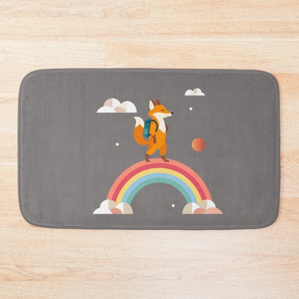 Item preview, Happy fox with backpack on rainbow – adventurous children's design designed and sold by Kisho.