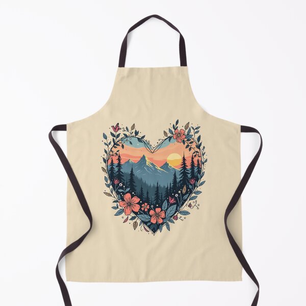 Item preview, Heart-Shaped Floral Mountain Scene | Feminine Nature Landscape Hiking Aesthetic for Flowercore, Wilderness & Adventure Lovers designed and sold by Fantasy Cache.