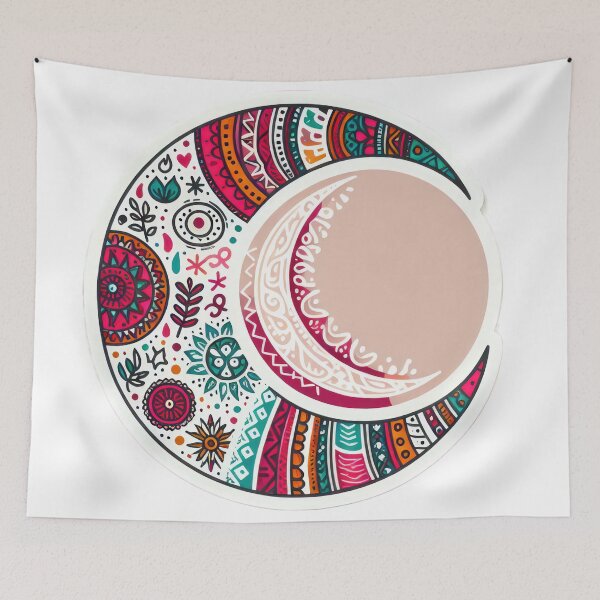 Item preview,  boho colored crescent moon floral sticker ,boho style,Bohemian,Bloom Boom,Spring,ethnic designed and sold by Expressions-Sel.