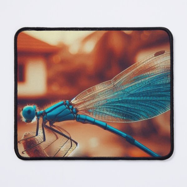 Item preview, Blue Dragonfly Captured in 70s Macro Lens – Retro AI Artwork for Animal Lovers on Stylish Clothing & Accessories designed and sold by knalpot-design.