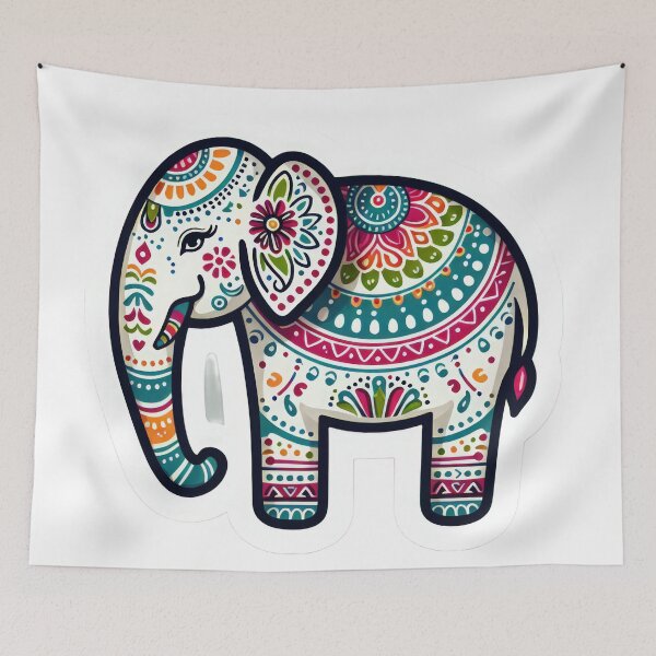 Item preview,  boho colored elephant Indian floral sticker ,boho style,Bohemian,Bloom Boom,Spring,ethnic designed and sold by Expressions-Sel.
