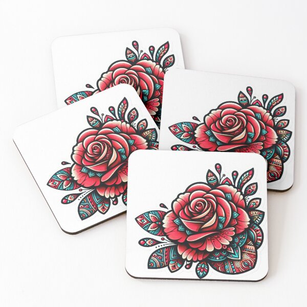 Item preview,  boho colored red rose bohemian floral sticker ,boho style,Bohemian,Bloom Boom,Spring,ethnic designed and sold by Expressions-Sel.
