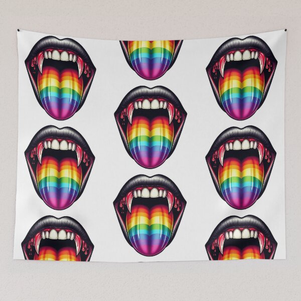 Item preview, Vampire Mouth Rainbow Tongue Black Lips designed and sold by Suborbital Sundries.