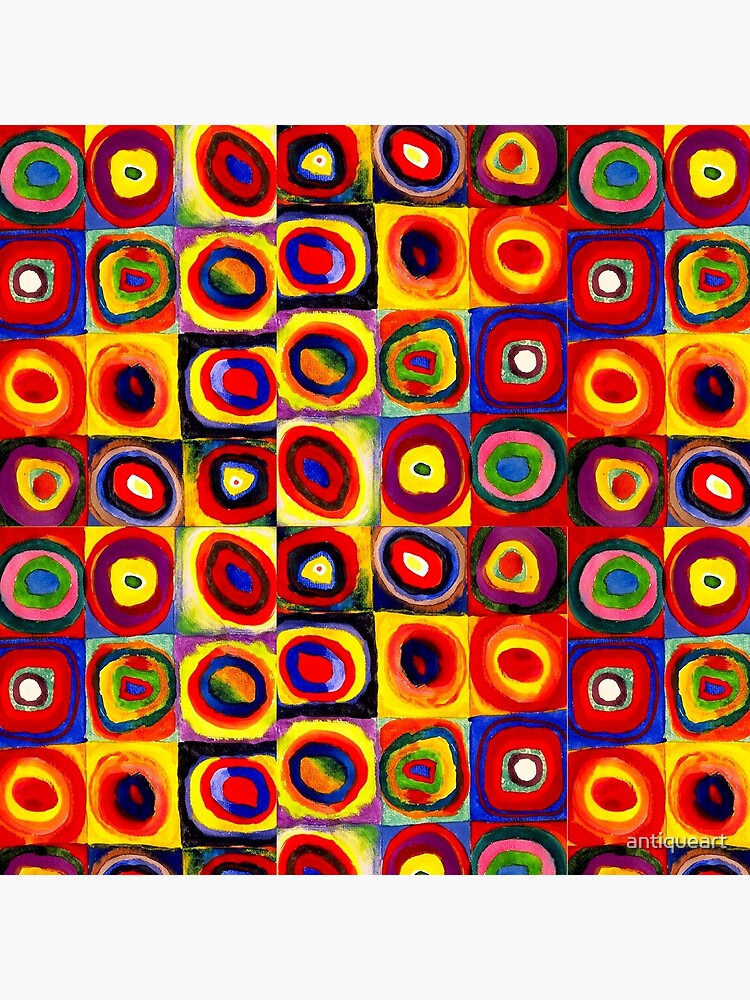 Thumbnail 4 of 4, Pillow, Kandinsky Modern Squares Circles Colorful designed and sold by antiqueart.