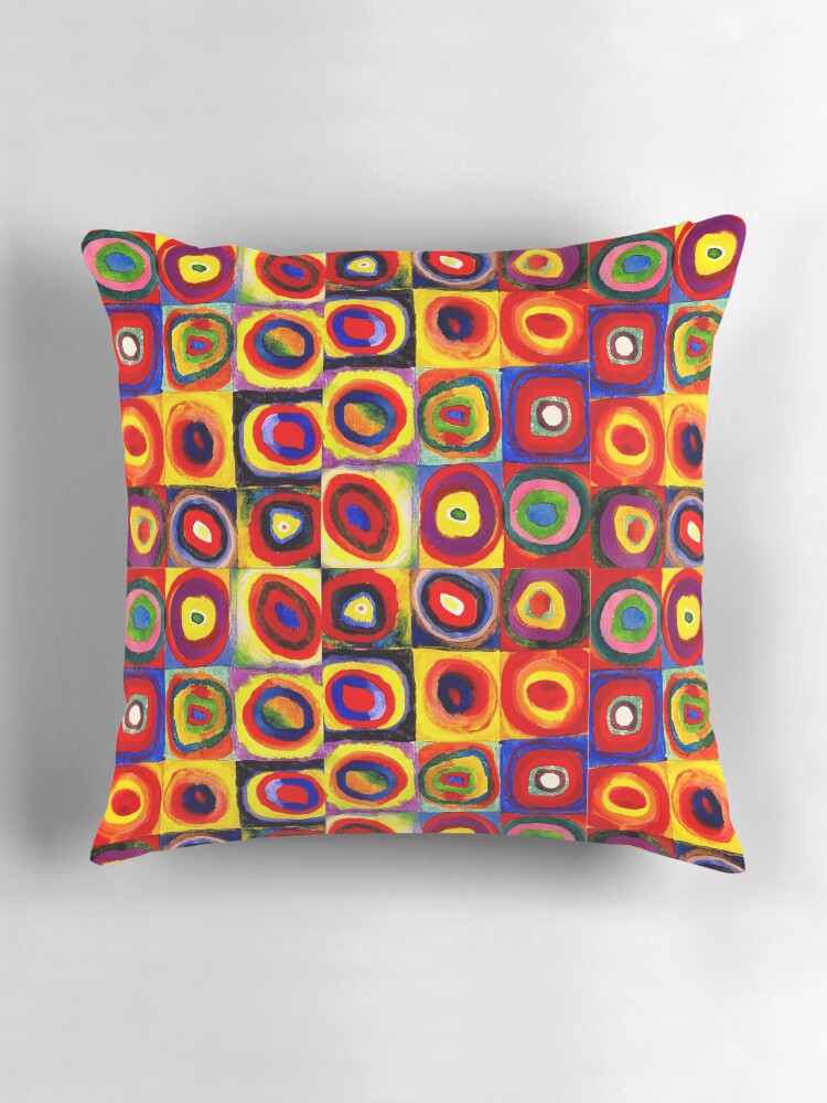 Thumbnail 3 of 4, Pillow, Kandinsky Modern Squares Circles Colorful designed and sold by antiqueart.