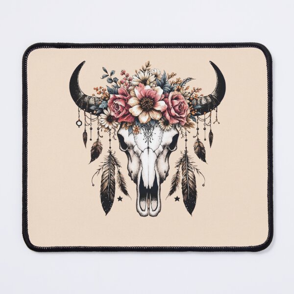 Item preview, Cow Skull and Crown rose, Boho Cow Skull with sunfloral crown, watercolor,style, rodeo, wild, farm, cowgirl, shabby chic designed and sold by Collagedream.