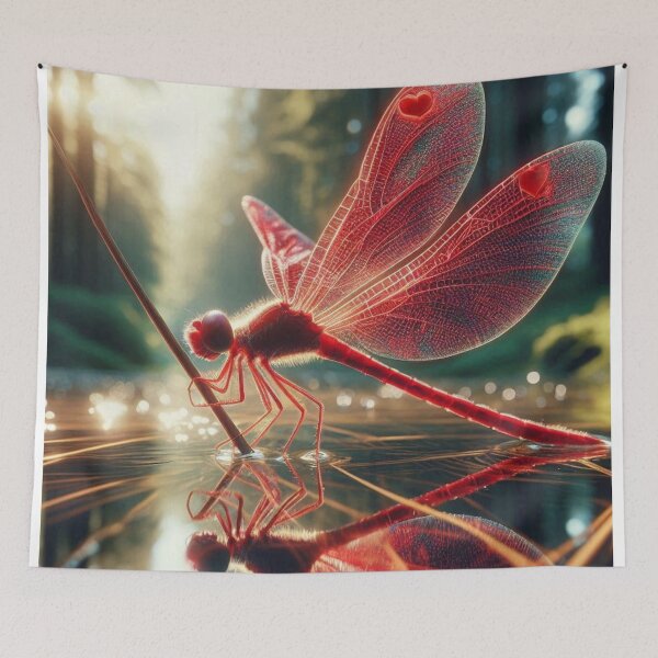 Item preview, Red Dragonfly in 70s Macro Lens – Retro AI Artwork with Vintage Detail for Animal Lovers on Clothing & Accessories designed and sold by knalpot-design.