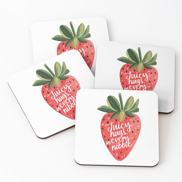 Item preview, Juicy hugs in every nibble - Sweet Berry Quote with Smiling Strawberry and Soft Colors designed and sold by UtArt.