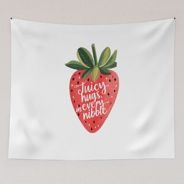 Item preview, Juicy hugs in every nibble - Sweet Berry Quote with Smiling Strawberry and Soft Colors designed and sold by UtArt.
