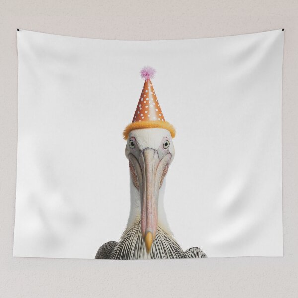 Item preview, Cute Pelican with Party Hat Birthday Celebration designed and sold by LazyOwlStore.