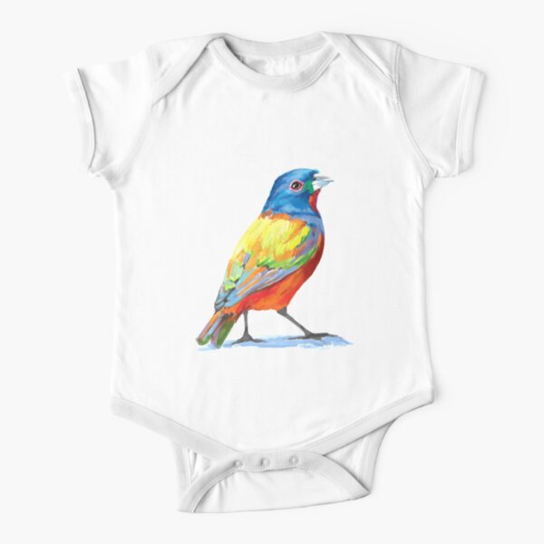 Painted Bunting - Colorful Bird Short Sleeve Baby One-Piece