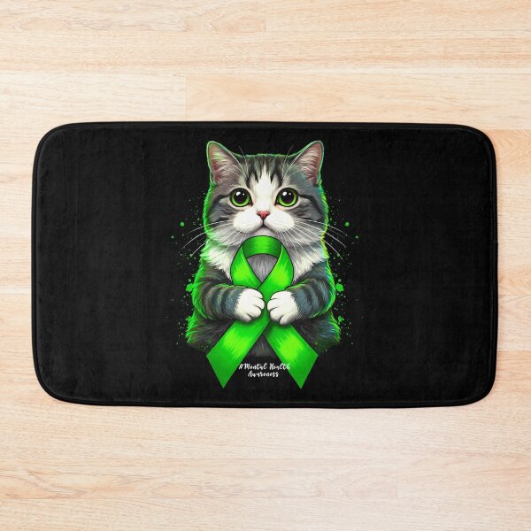 Item preview, Mental Health Awareness Month Cat Green Ribbon Men Women Girls Gift For Mental Health Cat Lover designed and sold by JUSTBEELEGANT.