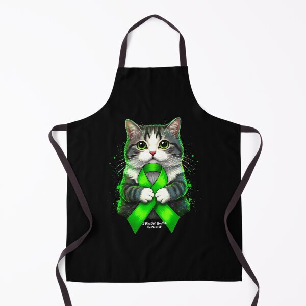 Item preview, Mental Health Awareness Month Cat Green Ribbon Men Women Girls Gift For Mental Health Cat Lover designed and sold by JUSTBEELEGANT.