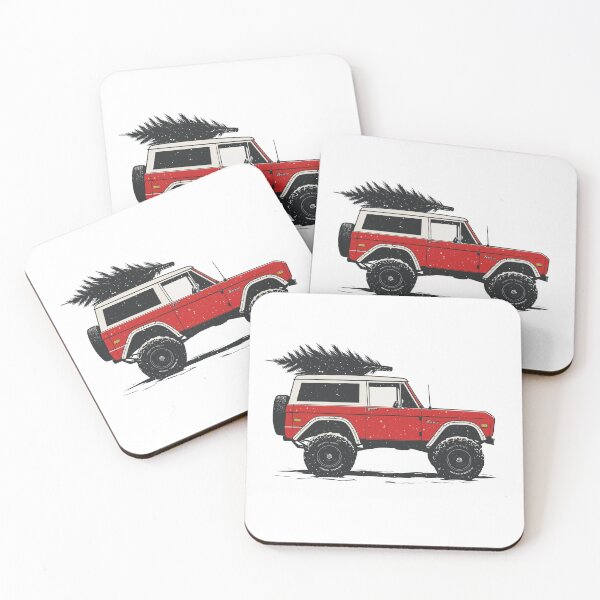 Item preview, Red Vintage Bronco with Christmas Tree designed and sold by blackdogshop.