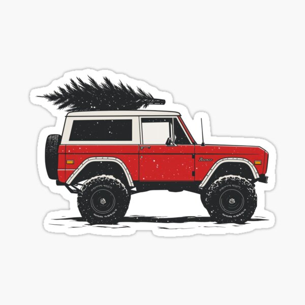 Item preview, Red Vintage Bronco with Christmas Tree designed and sold by blackdogshop.