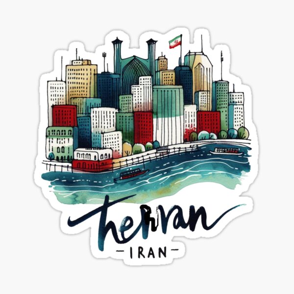 Item preview,  Tehran Iran Watercolor Minimalist Cityscape Sticker,   designed and sold by PaintMeWorld.