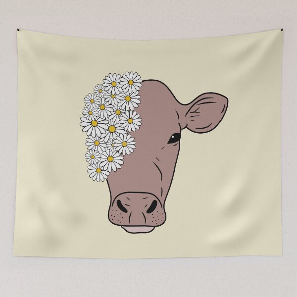 Item preview, Floral Cow Head – Cute Cow with Daisies Illustration designed and sold by majownik.