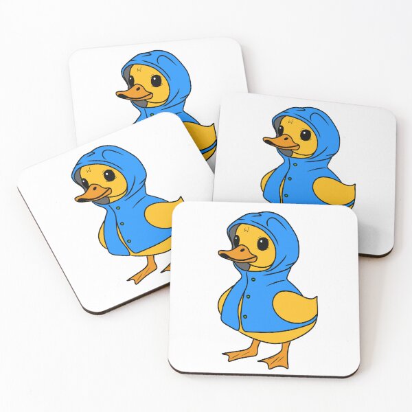 Item preview, Kawaii Duck in Hoodie – Cute Duckling in Blue Raincoat designed and sold by majownik.