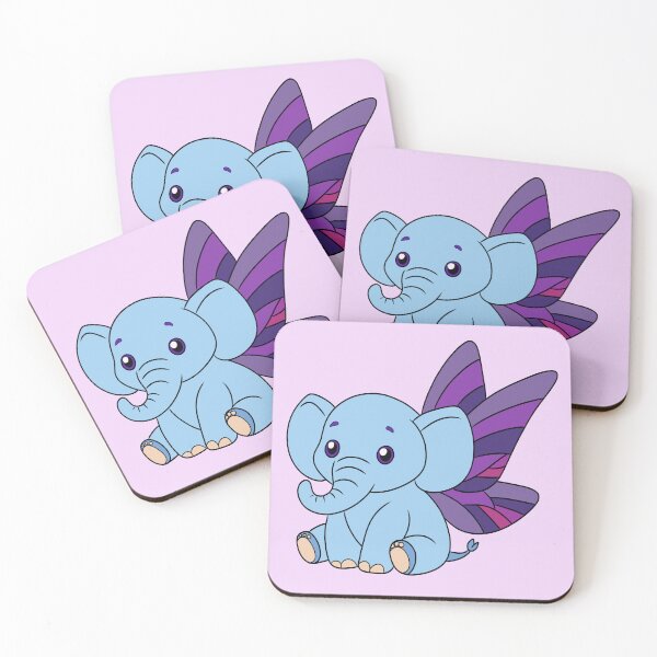 Item preview, Fairy Elephant – Kawaii Blue Elephant with Magic Wings designed and sold by majownik.