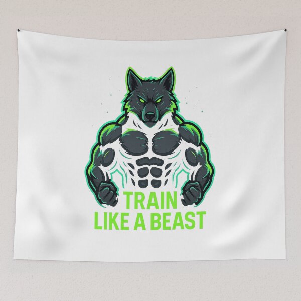 Item preview, TRAIN LIKE A BEAST – Neon Wolf Strength designed and sold by PastimeMastery.