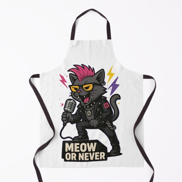 Artikelvorschau, Meow or Never – Singende Punkkatze mit Irokesenschnitt und Mikrofon entworfen und verkauft von Rebel Animal.