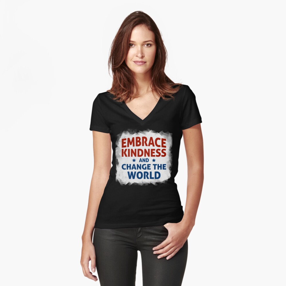 Item preview, Fitted V-Neck T-Shirt designed and sold by kindnesshero.