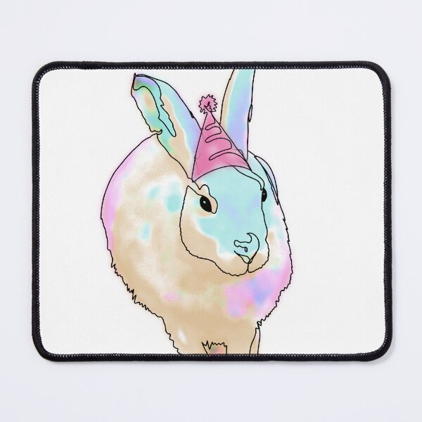 Item preview, Rainbow Bunny in a Pink Party Hat – animalsinhats designed and sold by Ashley’sAnimalz.