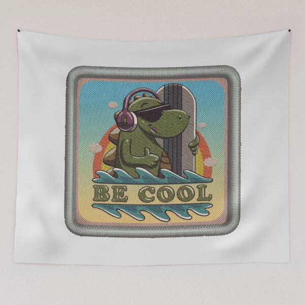 Item preview, be cool - cartoon funny surfer monster (embroidery patch) designed and sold by hayrpictures.