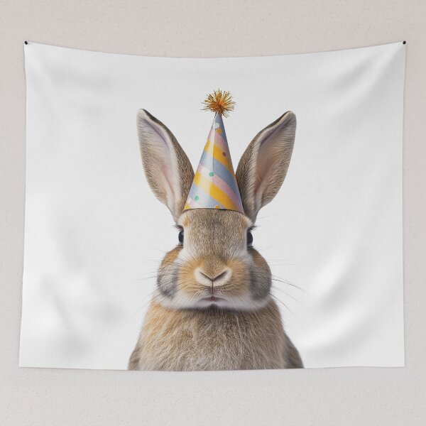 Item preview, Cute Rabbit with Party Hat Birthday Celebration designed and sold by LazyOwlStore.