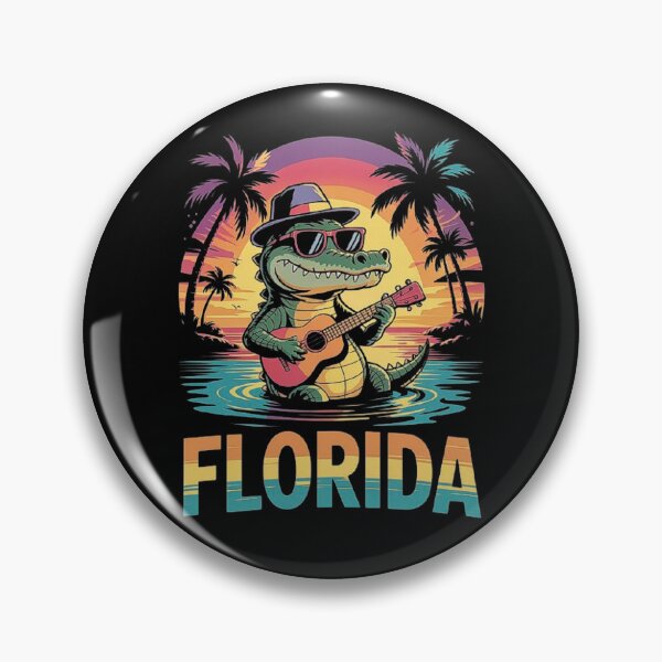 Item preview, Florida Alligator Playing Guitar - Fun Retro Tropical Vacation Design designed and sold by love3617.