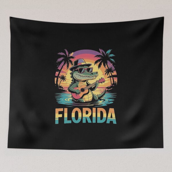 Item preview, Florida Alligator Playing Guitar - Fun Retro Tropical Vacation Design designed and sold by love3617.