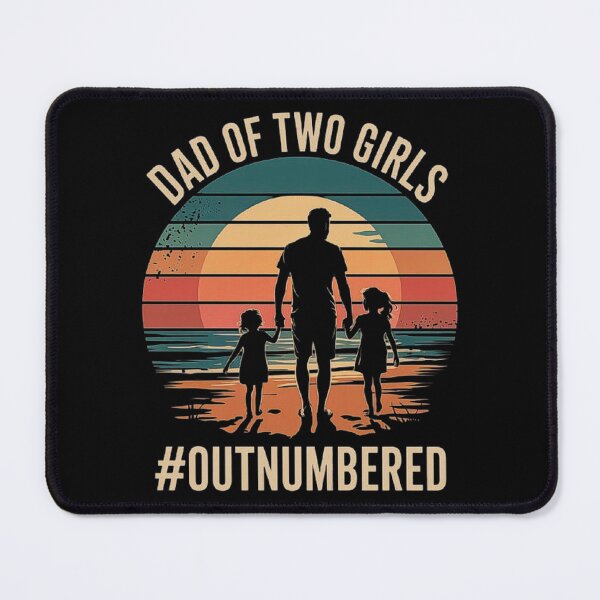 Item preview, Dad of Two Girls Retro Sunset Design - #Outnumbered Fatherhood Gift designed and sold by love3617.