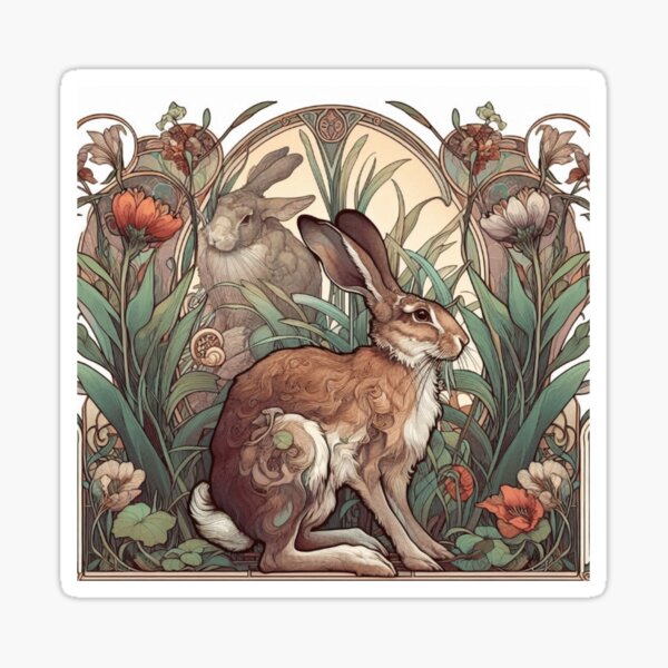 Item preview,   Art Nouveau wild hare designed and sold by ArtNouveauLou.