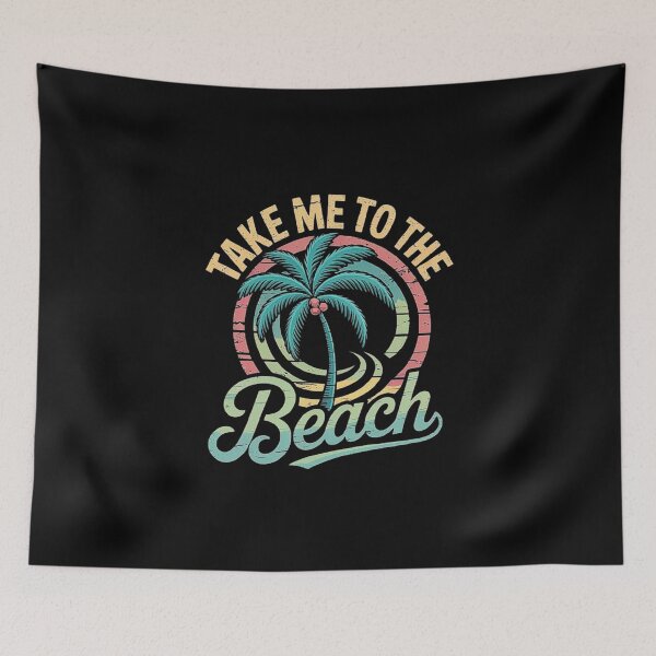 Item preview, Retro Tropical Palm Tree Art with “Take Me to the Beach” Sunset Vibes designed and sold by love3617.