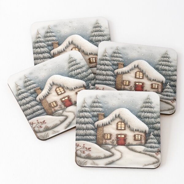 Item preview, Snowy Forest Cabin designed and sold by Rocky Mountain Artistry.