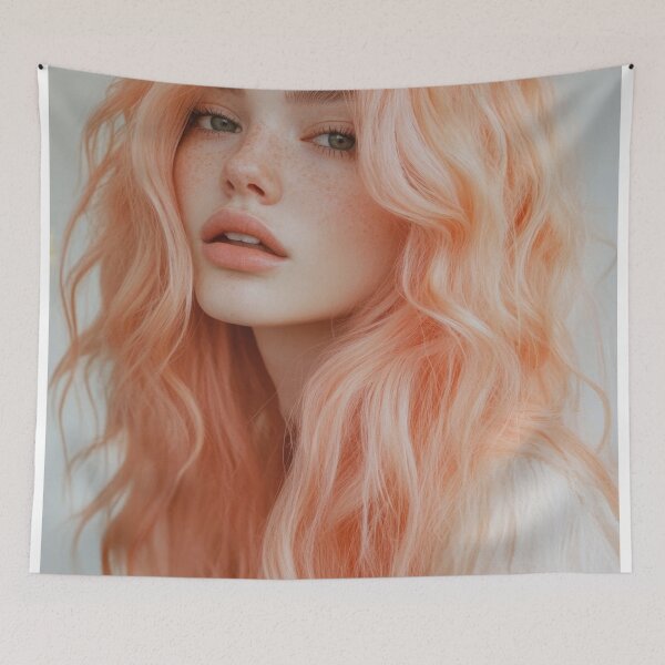 Item preview, Young woman with wavy pink hair designed and sold by anytka.