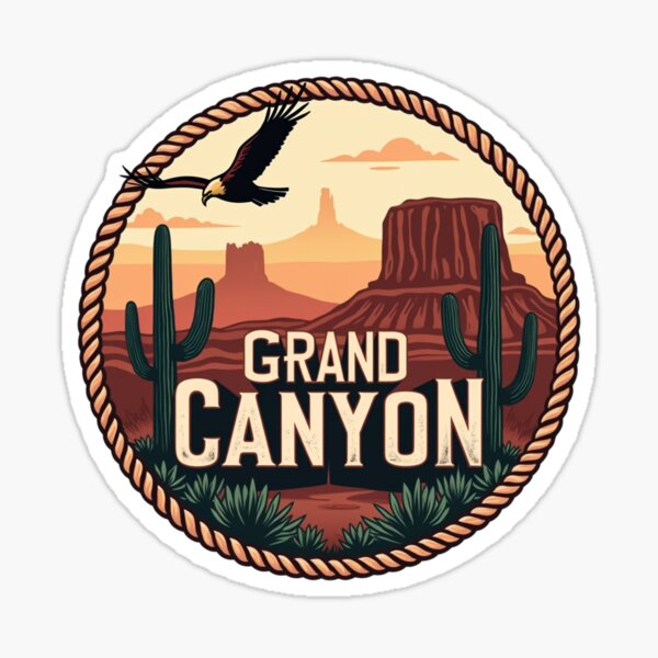 Item preview, Grand Canyon Vintage Emblem – Cactus, Eagle & Desert Scenery designed and sold by Free Soul Design Studio.