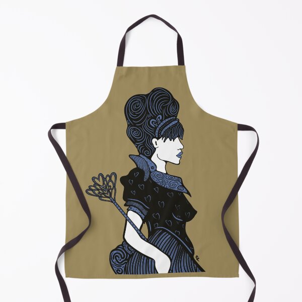 Item preview, Queen of Hearts hand drawn black line illustration in Blue Khaki designed and sold by LayerCakeDigDes.