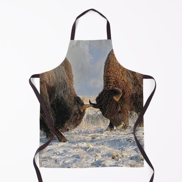 Item preview, A fight between Two Male Bison, American Buffalo in a Snow Field designed and sold by Rocky Mountain Artistry.