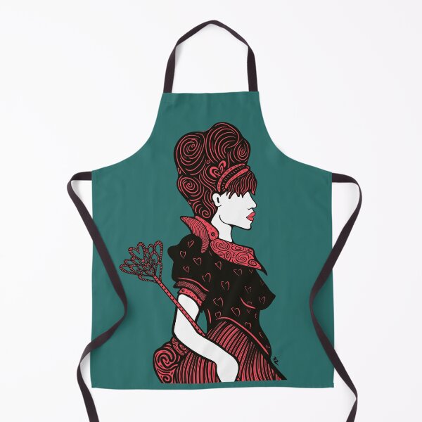Item preview, Queen of Hearts hand drawn black line illustration in Red Teal designed and sold by LayerCakeDigDes.