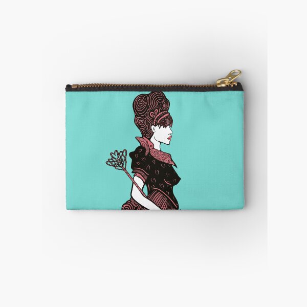 Item preview, Queen of Hearts hand drawn black line illustration in Coral Pink Aqua designed and sold by LayerCakeDigDes.