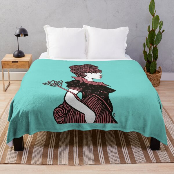 Item preview, Queen of Hearts hand drawn black line illustration in Coral Pink Aqua designed and sold by LayerCakeDigDes.