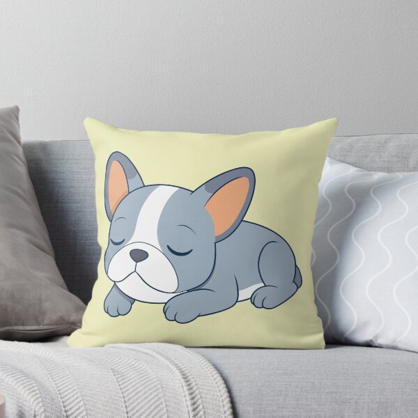 Sleeping Blue French Bulldog Puppy Throw Pillow