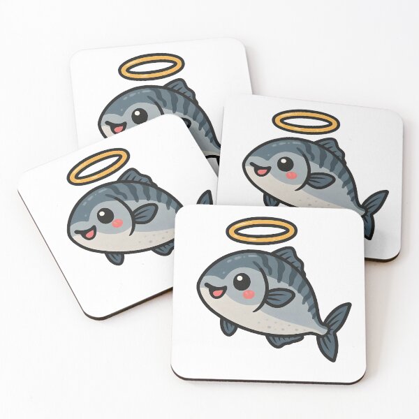 Item preview, Cute Holy Mackerel Sticker – Funny Kawaii Fish with Angel Halo | Retro Ocean Vibes designed and sold by WAUZ.