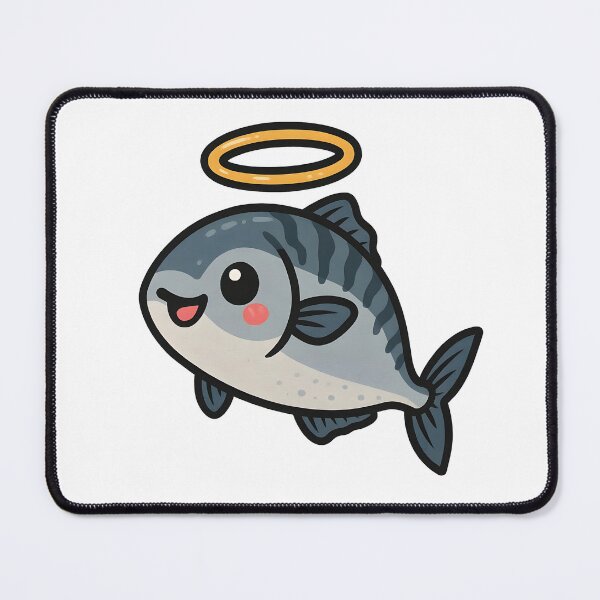 Item preview, Cute Holy Mackerel Sticker – Funny Kawaii Fish with Angel Halo | Retro Ocean Vibes designed and sold by WAUZ.
