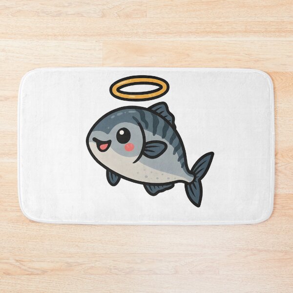 Item preview, Cute Holy Mackerel Sticker – Funny Kawaii Fish with Angel Halo | Retro Ocean Vibes designed and sold by WAUZ.