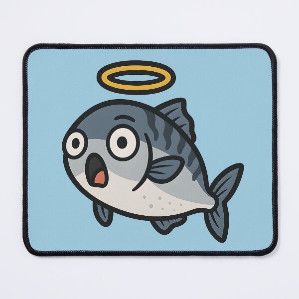 Item preview, Shocked Holy Mackerel Sticker – Funny Vector Fish with Halo | Clean Modern Cartoon Design designed and sold by WAUZ.