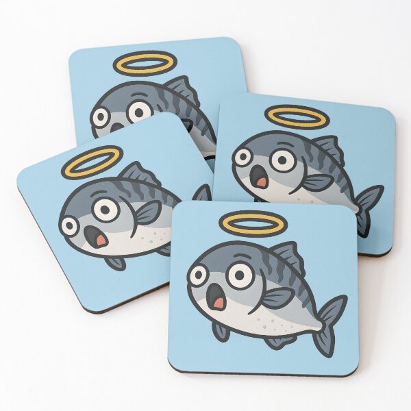 Item preview, Shocked Holy Mackerel Sticker – Funny Vector Fish with Halo | Clean Modern Cartoon Design designed and sold by WAUZ.