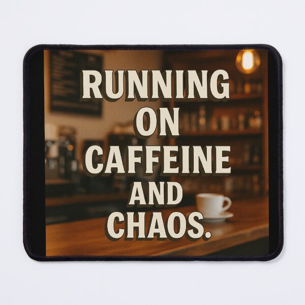 Item preview, Running on Caffeine and Chaos – Coffee Shop Aesthetic Quote Art designed and sold by MySheetMusicArt.
